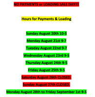 OFFICE & YARD HOURS FOR PICKUP AND PAYMENTS PRE-HARVEST SALE