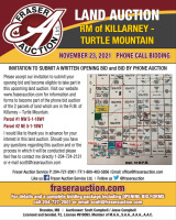 PHONE CALL BIDDING AUCTION OF (2) 1/4 SECTIONS OF FARMLAND RM OF KILLARNEY - TURTLE MOUNTAIN (NO ONLINE BIDDING AVAILABLE)