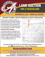 PHONE CALL BIDDING AUCTION OF (1) 1/4 SECTION OF FARMLAND RM OF GRASSLAND (NO ONLINE BIDDING AVAILABLE)