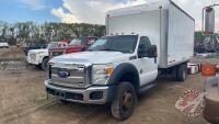 2012 Ford F450 Cube Van truck, F212, 592,186 kms showing, VIN# 1FDUF4GT1CEC89108, SAFETIED Owner: Zuke Distributing Seller: Fraser Auction________________________ ***TOD, safety, keys - office trailer***