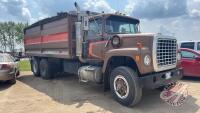 1976 Ford L8000 tandem axle truck with 18ft box and hoist, 335,353 kms showing, VIN# U91HVA63638, F238, Owner: Joshua M Wohlgemuth, Seller: Fraser Auction_______________________ ***TOD, keys - office trailer***