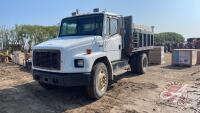 1996 Freightliner FL80 w/ 10' Gravel Box, F233, VIN#1FV6JLAB3TL644561, 210,293kms showing, SAFETIED Owner: Prairie View Municipality, Seller: Fraser Auction _______________ ***TOD, Keys, Safety in office trailer***