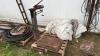 Antique Platform Scale w/ Weight Plates and antique tool box w/ saws