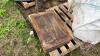 Antique Platform Scale w/ Weight Plates and antique tool box w/ saws - 2