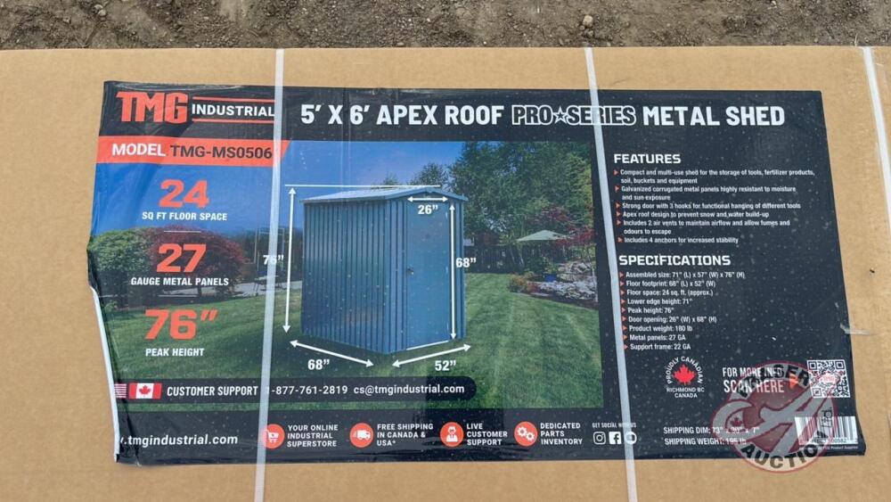 TMG-MS0506 - 5ft x 6ft Apex Roof Pro Series Metal Shed, H67