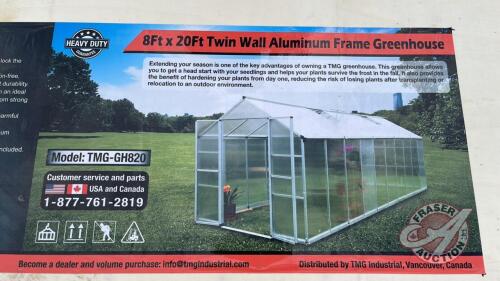 TMG-GH820 - 8ft x 20ft Twin Wall Aluminum Frame Greenhouse, H67