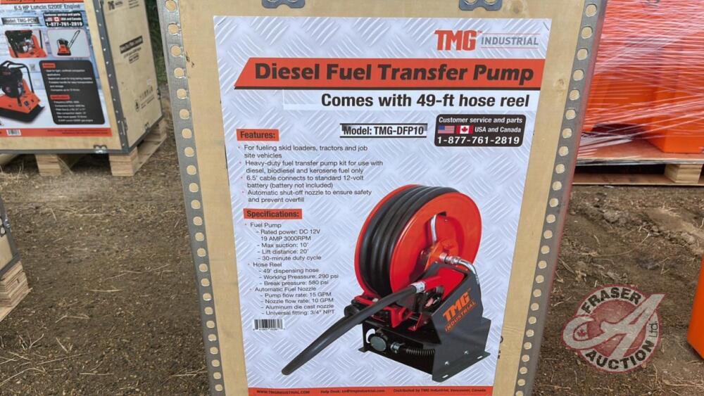 TMG-DFP10 - Diesel Fuel Transfer Pump w/ 49ft Hose Reel, H67