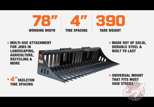 TMG-SB78 - 78in Skid Steer Skeleton Bucket, H67