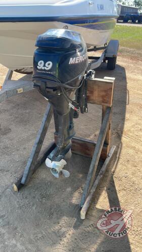 Mercury F9.9 ELPB Outboard Motor, H161, s/n 0R219323, *** Harness, controls, key & steering link in Office Shed ***