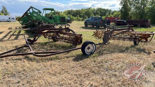 (2) NH 56 side delivery rakes with tandem hitch s/n 40781, s/n 75703