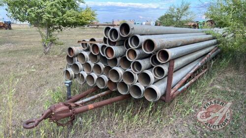 approx (40) 8in & 6in x 40ft Aluminum Pipe on S/A Pintle Hitch Wagon, NO TOD