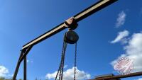 A frame shop hoist 152in w x 11ft h, cyclone chain hoist