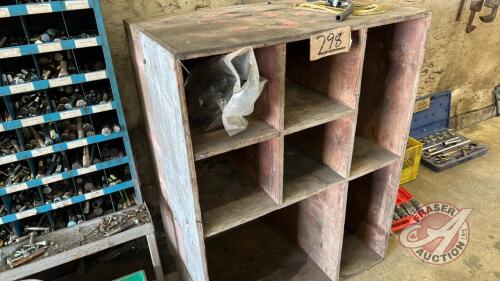 Wooden shop storage shelf