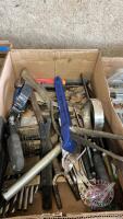 filter wrenches, drill bits, wrenches, vice grips, pry bars, pipe wrench, misc tools