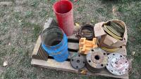 pallet with flanges & gaskets and wheel chocks