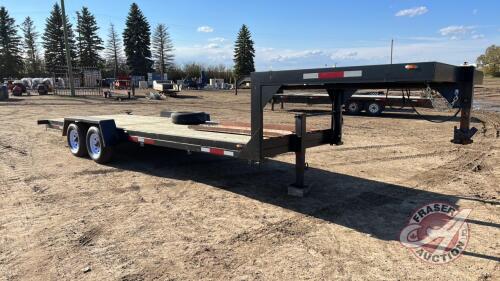 1977 22’ Homemade gooseneck tandem axle flat deck trailer VIN# HOMEMADE Owner: Robert E Steele Seller: Fraser Auction _______________________________________ J75