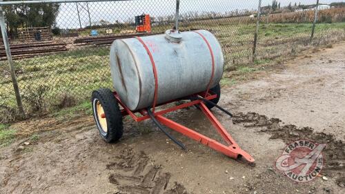 approx 200-gal metal tank on wheels J80