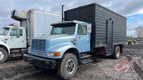 1990 IH 4700 single axle truck with 19' Cube body with Hotsy Boiler and pressure washer 99,682 showing, VIN# 1HTSCCFP6LH237526 Owner: Lonnie D Studer, Seller: Fraser Auction ____________________________________ J49