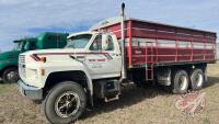 1986 Ford F-900 tandem axle grain truck, 110,201 showing, VIN# 1FDYL90NXGVA33798, Owner: More Farms Ltd., Seller: Fraser Auction_______________