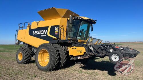 CAT Lexion 580R SP Combine, 2880 eng hrs + 2094 sep hrs showing, s/n 57800808