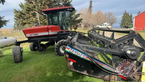 Westward 9250 Swather, 1882 Cutting Hours Showing, 2404 Engine Hours Showing, S/N 149557