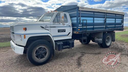 1985 Ford F700 S/A Grain Truck, 59,645 Showing, VIN: 1FDPF70H6FVA03634, Owner: W B Butler, Seller: Fraser Auction______________