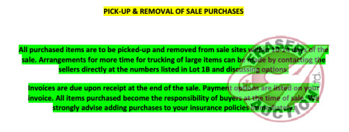 Pick-Up & Removal of purchases information