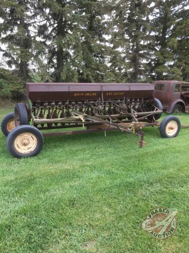 JD Van Brunt 24 run end wheel drill (trailer seen sitting on in pictures IS NOT INCLUDED)