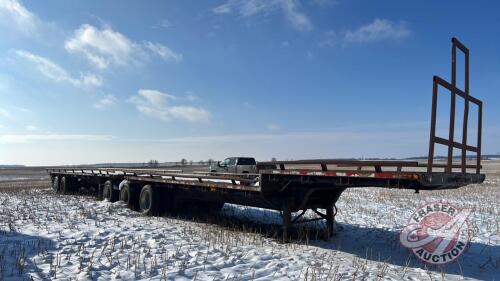 1994, Doepker Super B Flat Deck Trailer, bale extensions, strap winches, 255/70R22.5 rubber, steel deck (lead), plank deck (pup), Lead VIN: 2D9HBFA38R1016163, Pup VIN: 2D9HBFZ25R10106164