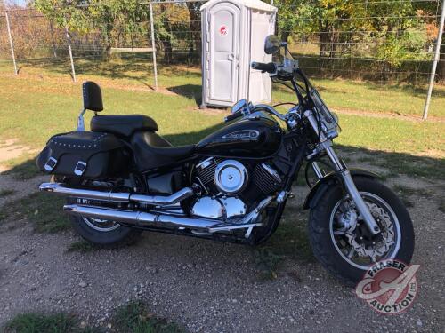 K43, 2009 Yamaha V-Star 1100 Silverado Motorcycle, 18,850 km showing, Rebuilt Status, VIN: JYAVP11N09A021628, Owner: Robert C Brinklow, Seller: Fraser Auction______________________, ***Keys & TOD in Office Trailer, Spare Mufflers and helmet in Office Shed