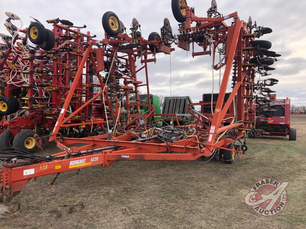 K58, Approx 45' Bourgault 6220 Dual Band fixed hitch Coulter Applicator
