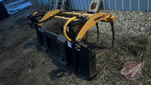 7’ Agromec manure fork with grapple skid steer mount