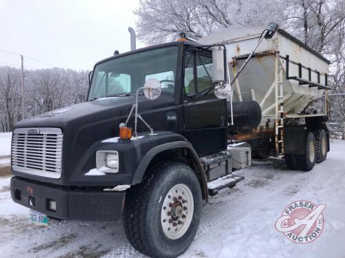 K98, 2000 Freightliner FL80 Truck w/ 16ft Tender, 355,405 SHOWING, VIN: 1FVXJJBB8YHG73848, SAFETIED, Owner: Terraflex Ag Services LTD, Seller: Fraser Auction_______________, ***Keys & TOD in Office***