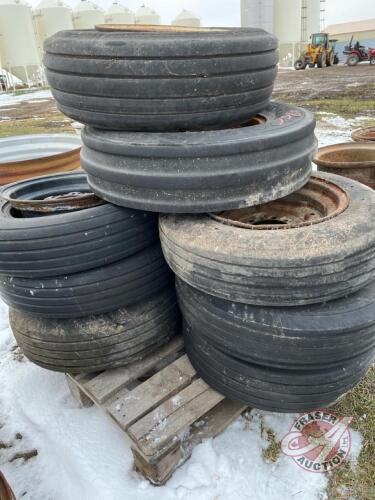 Various sizes of implement rims and tire all used