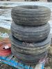 Lot of 4 implement rims 2 with tires and 2 front tractor tires