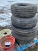 Lot of 4 implement rims 2 with tires and 2 front tractor tires - 2