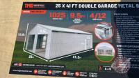 K151, TMG-MS2541: 25'x41' DBL Garage Metal Barn Shed w/ TMG-MS2500-RD101: (2) Garage Roll Up Doors