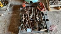 Pipe wrenches, lifting sling, chain binders, chain hoist