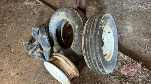 Used 7.50-15 tire on 4 bolt rim, 7.00-15 tire, 4 bolt rim and tube