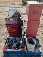 6,12,24 volt battery charger, toolbox, and a stick welder