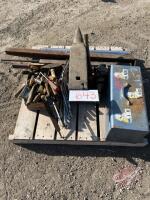 Large anvil, toolbox with set of SK sockets, hammers and a set of wrenches