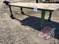 Approx 4’ x 10’ all steel welding table on wheels come with vise