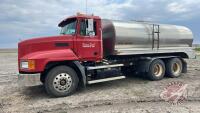 2000 Mack CH 613 tandem axle truck with approx 2800-gal S/S tank SAFETIED, 214,700 Original Kms, VIN# 1M1AA13Y4YW131725, OWNER: Moir Farms Ltd SELLER: Fraser Auction Service ____________________________________