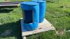 2 Poly Barrels Converted to Salt/Mineral Feed Stations Mounted on Pallet - 2