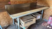 7' x 3' steel top table with section of cutting board top at front