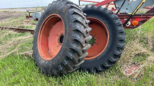 (2) Used Firestone 18.4-38 tire on 8-bolt IH rim (one not holding air)