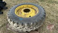 Used Firestone tire 380/85R34 on John Deere 12 hole rim