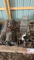 Live and leg hold traps, jack stands and various wood and rubber slat canvas