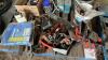 Pallet w/ tarp, chain saw(not running), chains, cab heater and misc items - 2