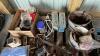 Pallet w/ tarp, chain saw(not running), chains, cab heater and misc items - 3